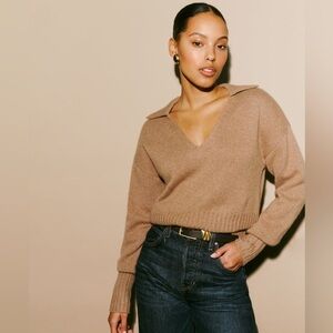 BNWT Beckie Cashmere Collared Sweater in Panko Reformation